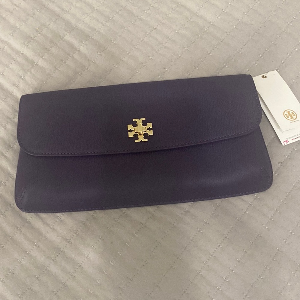 Tory Burch purple iris clutch/ wallet